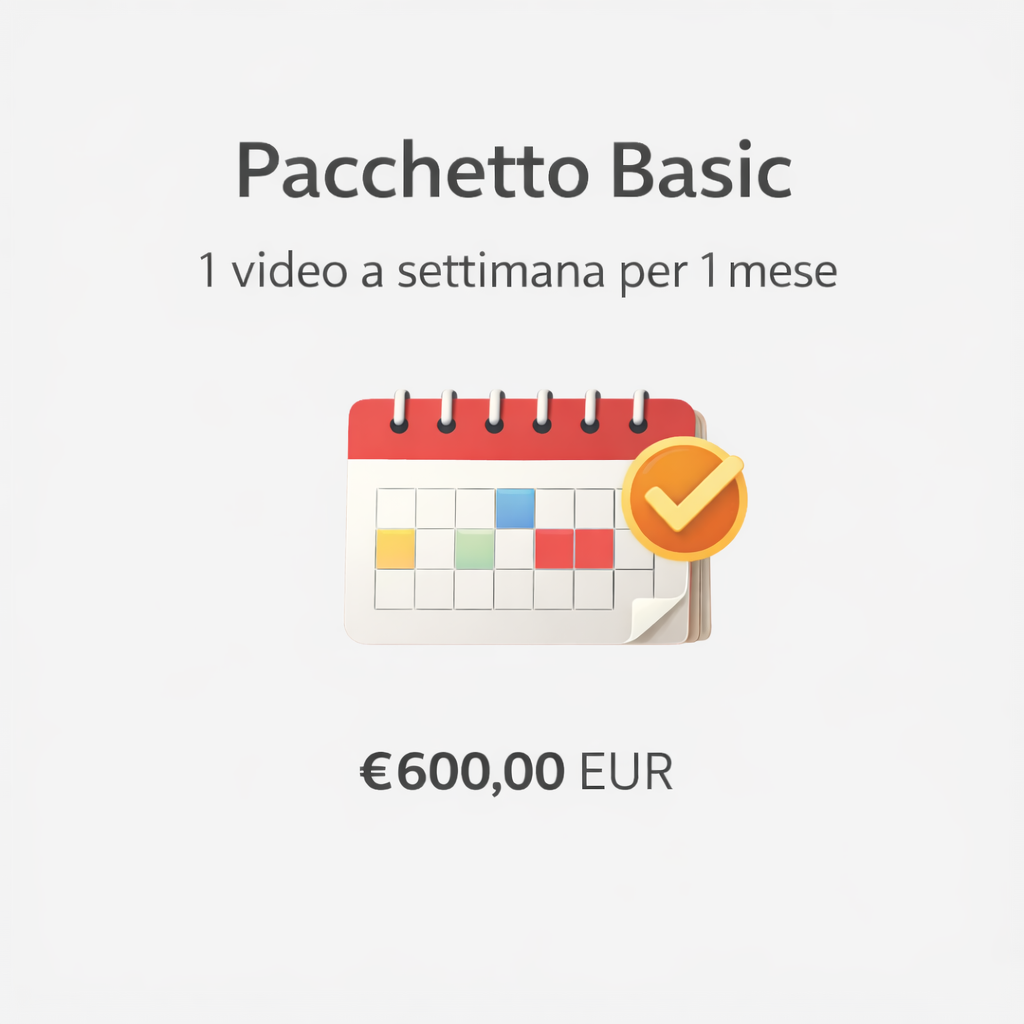 Pacchetto basic: 1 video a settimana per 1 mese
