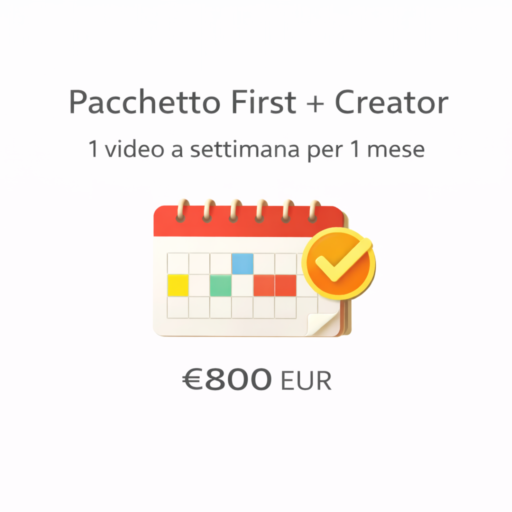 Pacchetto First + Creator: 1 video a settimana per 1 mese