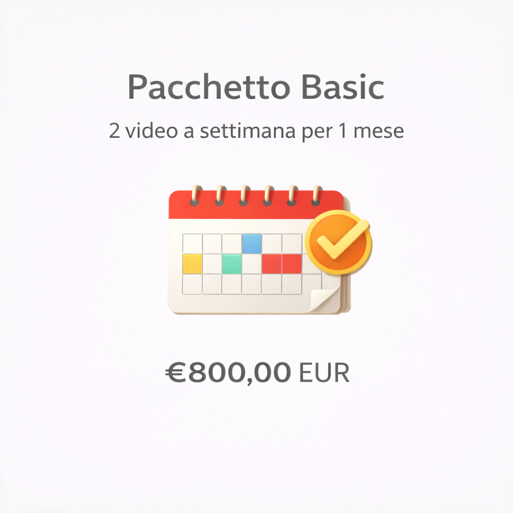 Pacchetto basic: 2 video a settimana per 1 mese